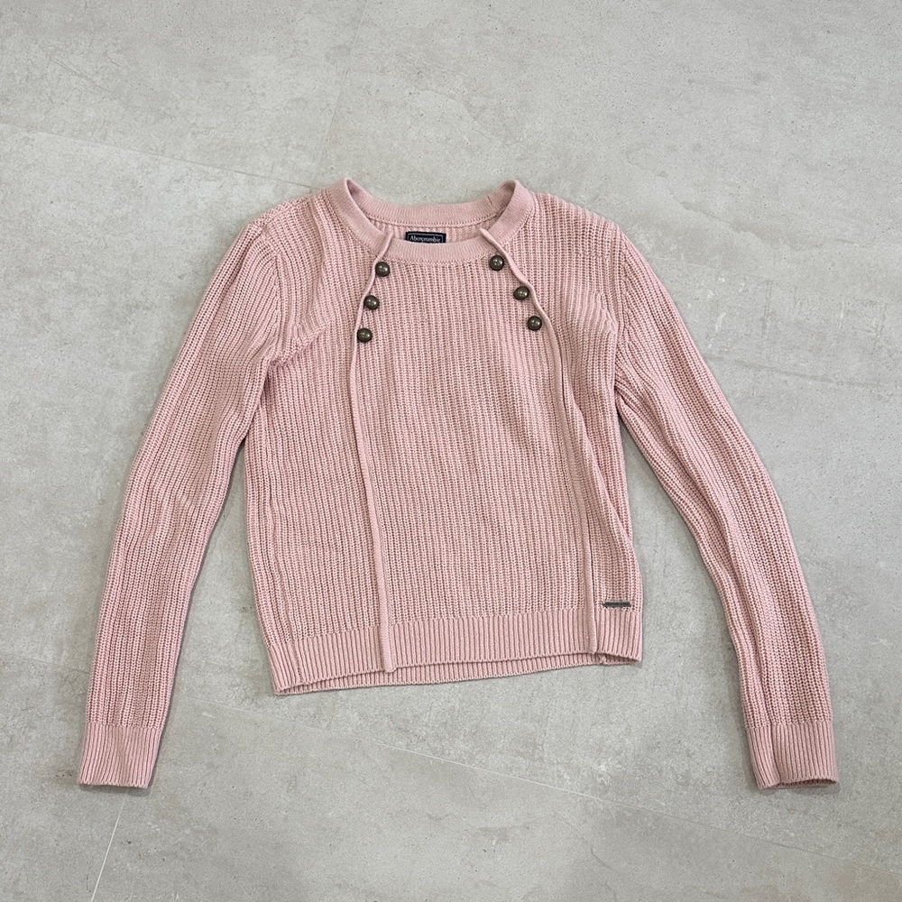 Abercrombie & Fitch Light Pink Knit Sweater with Button Accents